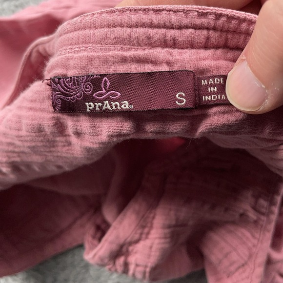Prana Tank Top Womens Small Pink Button Front Pintuck Sleeveless Casual Boho - Picture 7 of 8